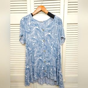 HOPEFLY blue floral oversized mini dress medium